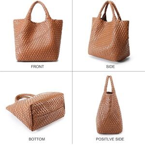 Vegan leather Brown Woven Tote Bag